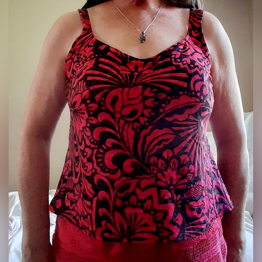 Swim top red, hot pink & black fits 38 - 42C